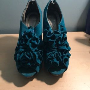 Teal suede heels